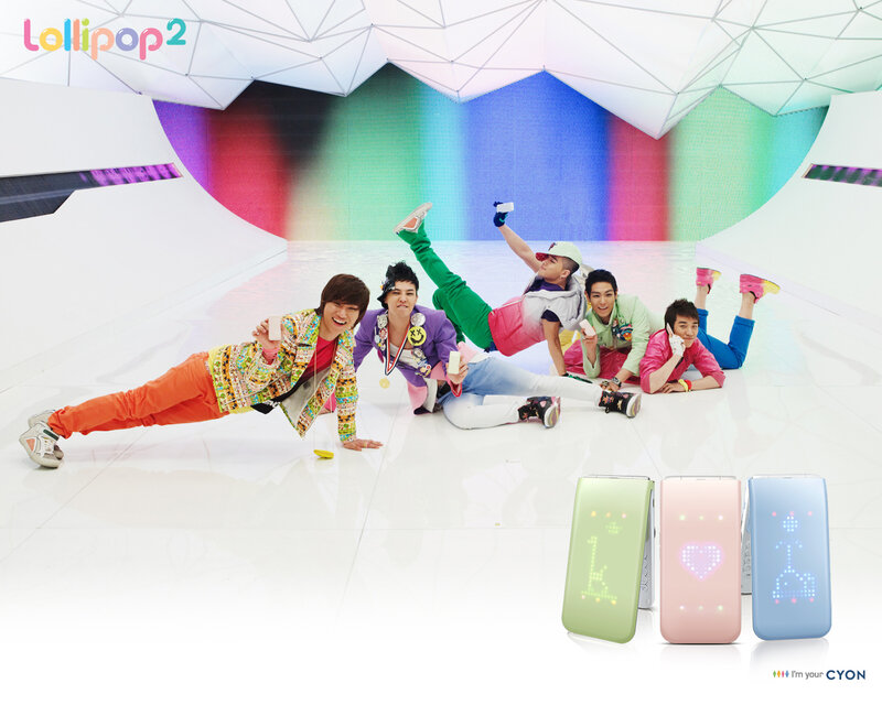 K-pop group with colorful phones