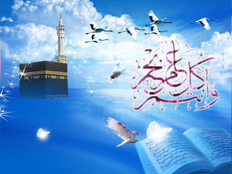 Kaaba and Flying Birds