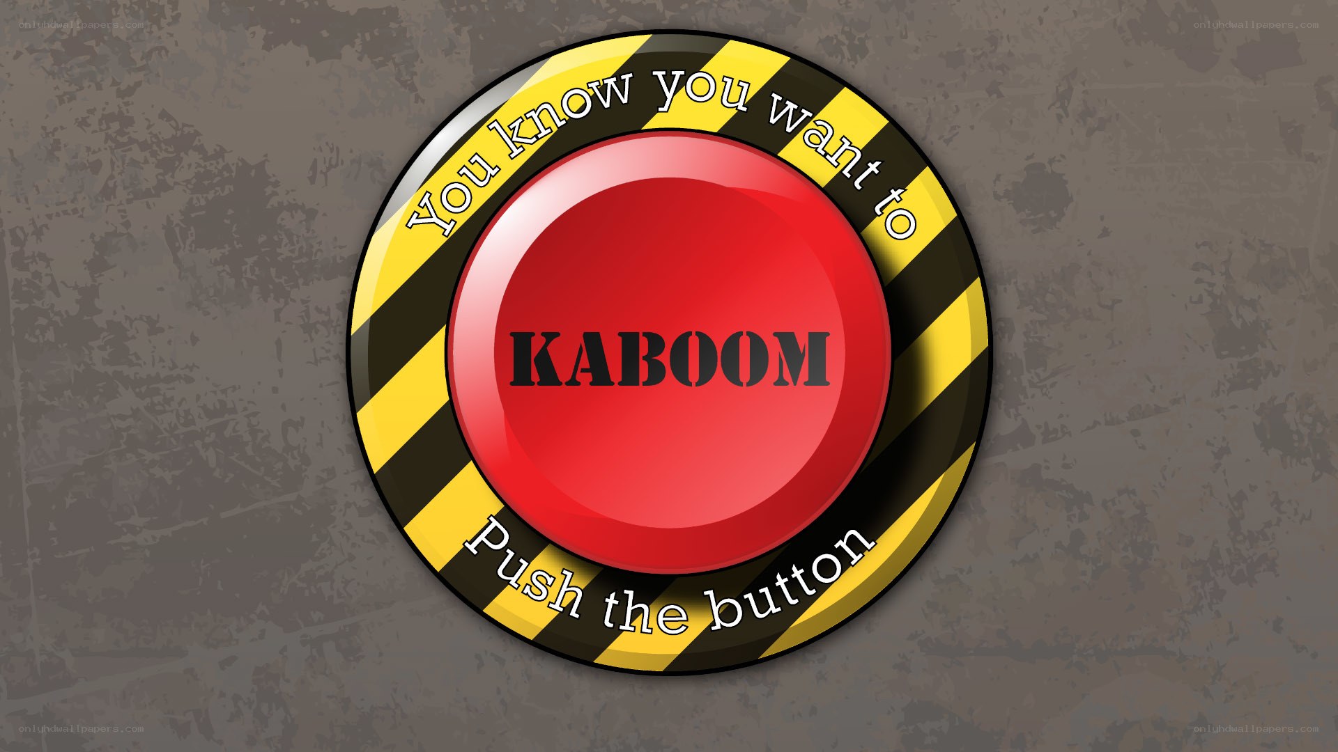 Kaboom button with warning stripes