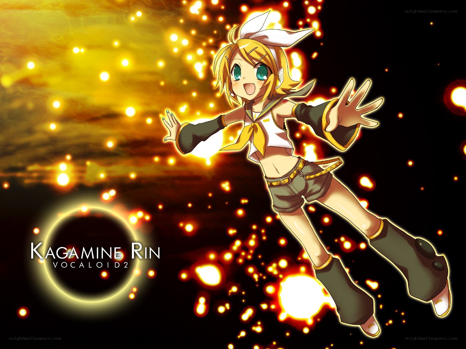 Kagamine Rin in a sparkly scene
