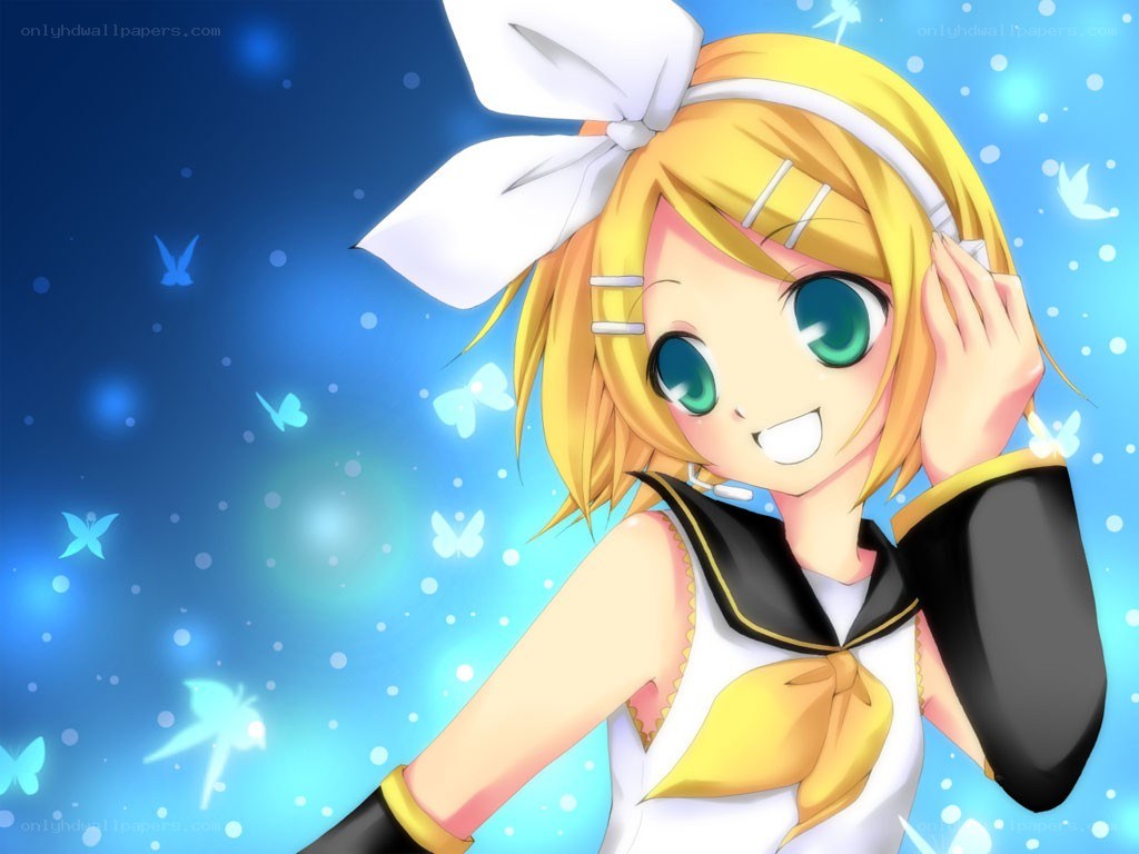 Kagamine Rin with butterflies