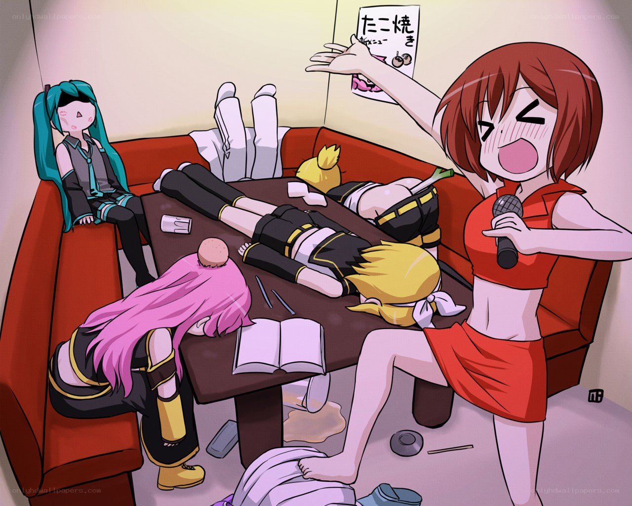 Kagamine twins at karaoke