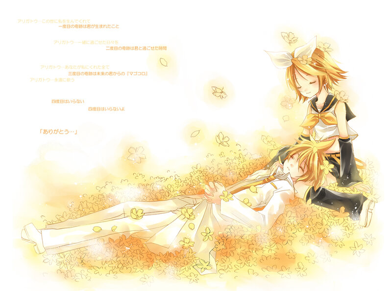 Kagamine twins in flower field