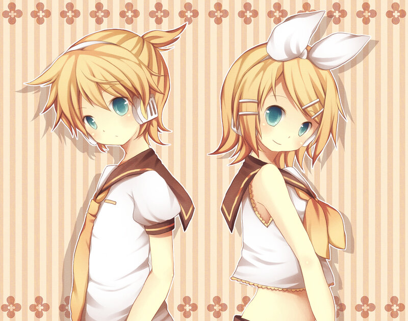 Kagamine twins in school uniforms