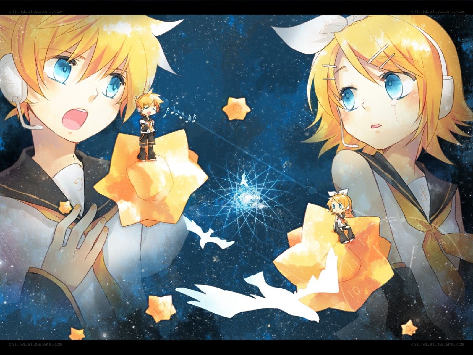Kagamine twins in starry space