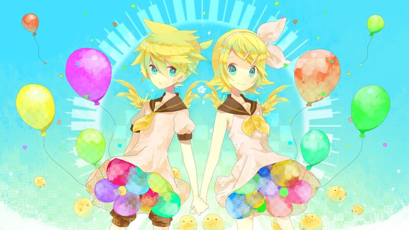 Kagamine twins with balloons