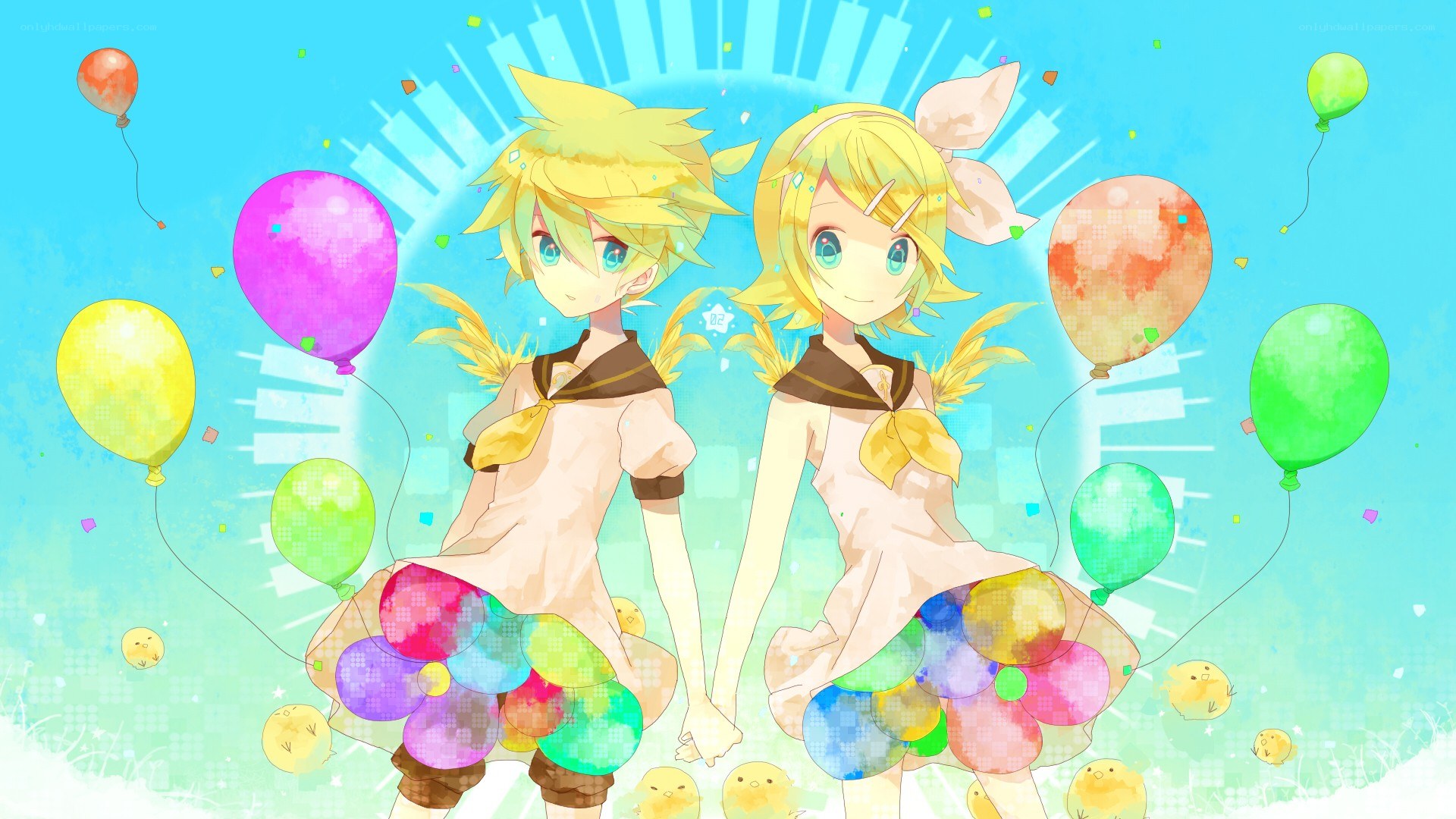 Kagamine twins with balloons