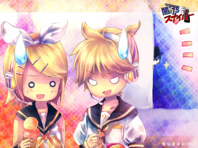 Kagamine twins with ice cream