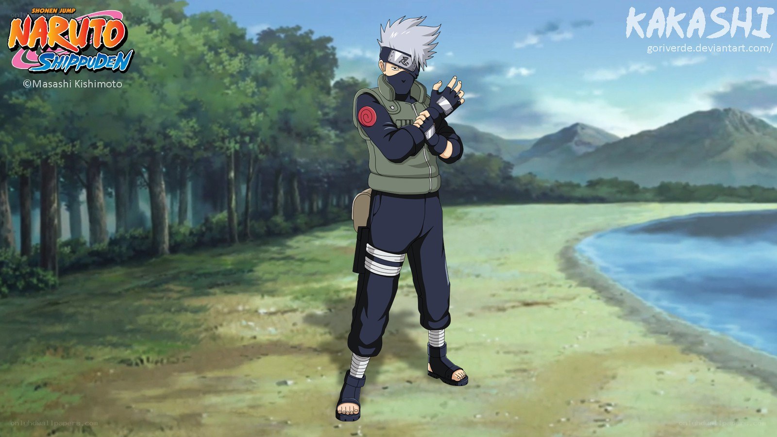 Kakashi Hatake stands by a river