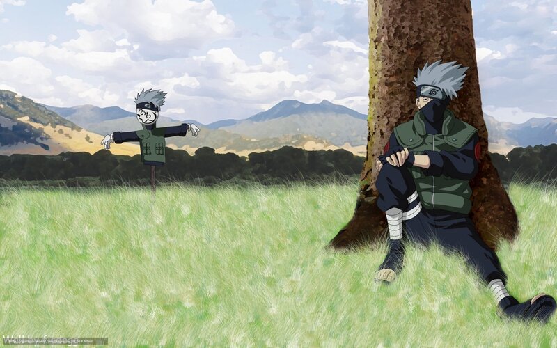 Kakashi in a field