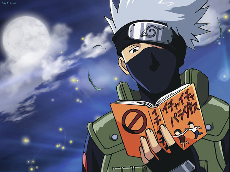 Kakashi reading a book at night