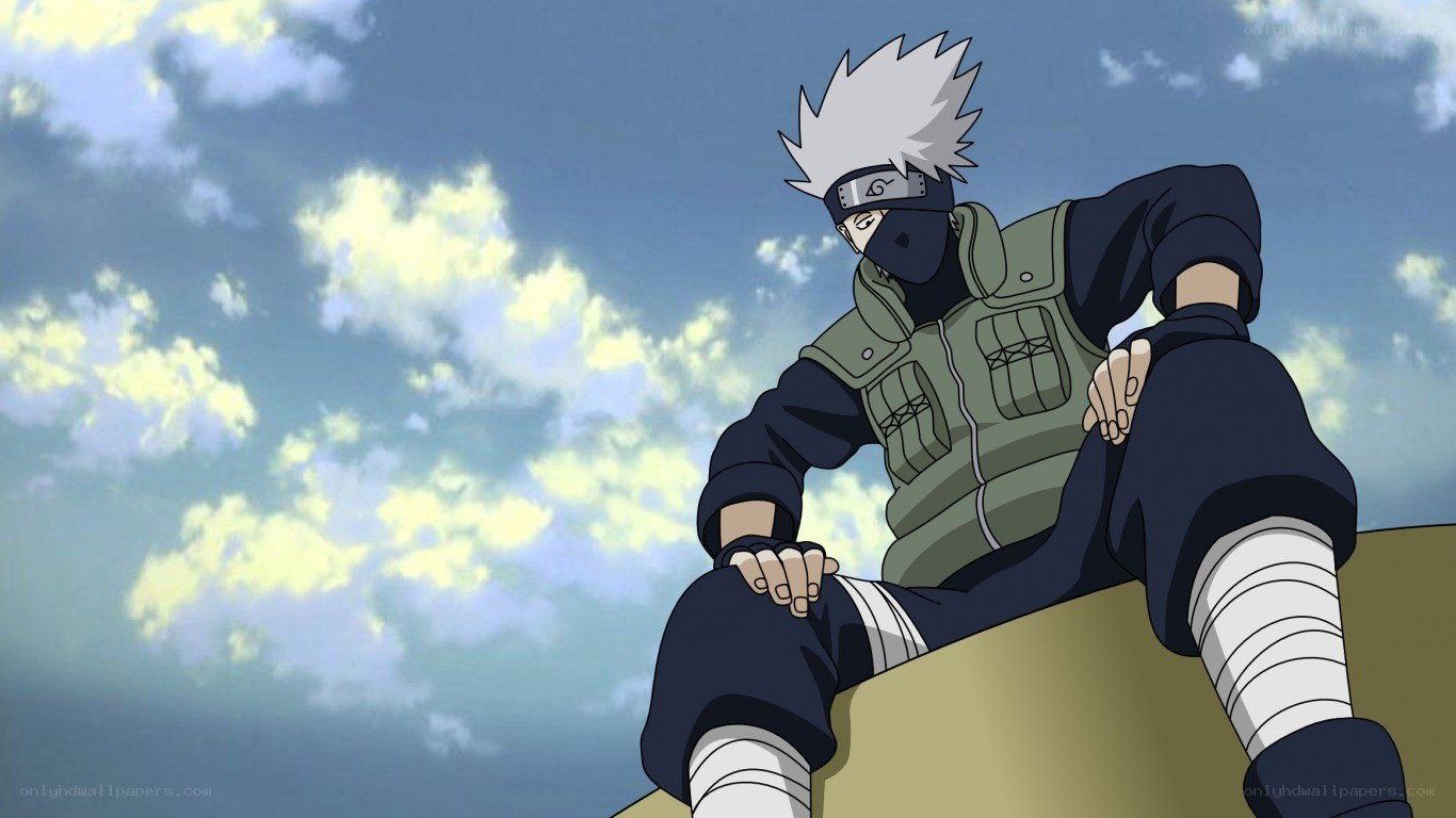 Kakashi sitting on a wall