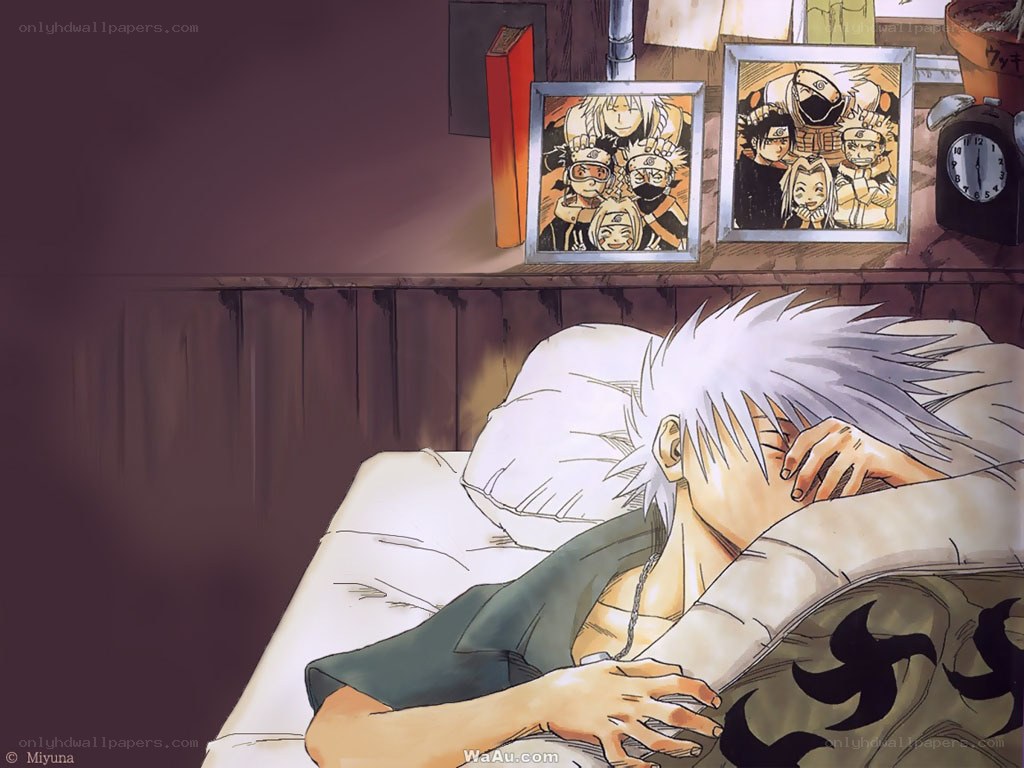 Kakashi sleeping in his room