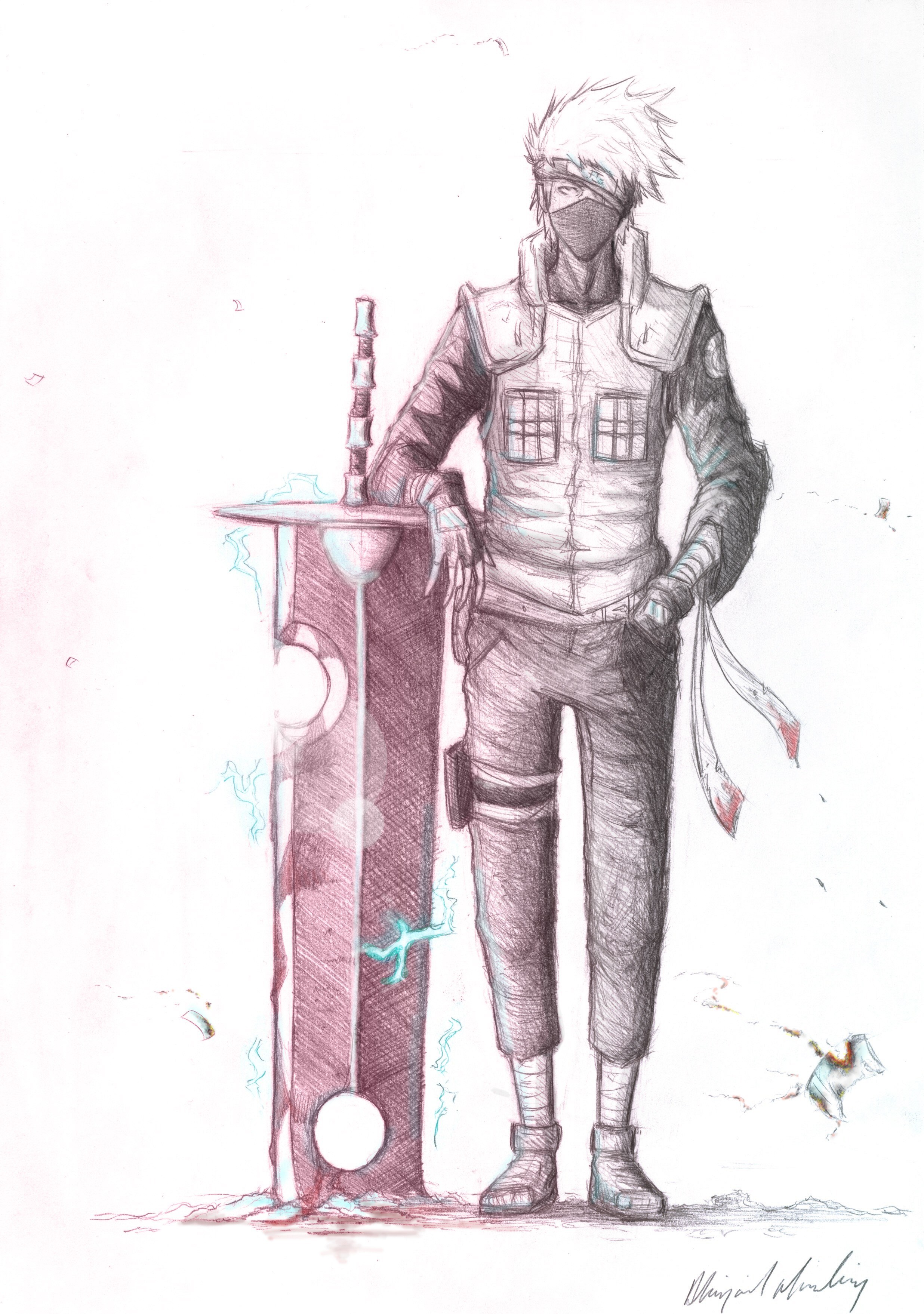 Kakashi with sword sketch