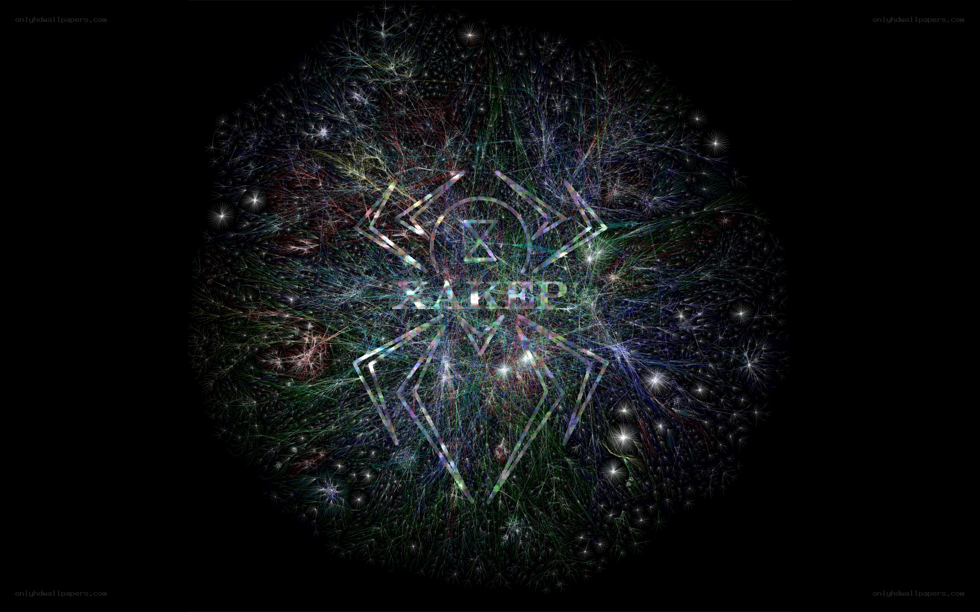 Kaker logo with fractal background