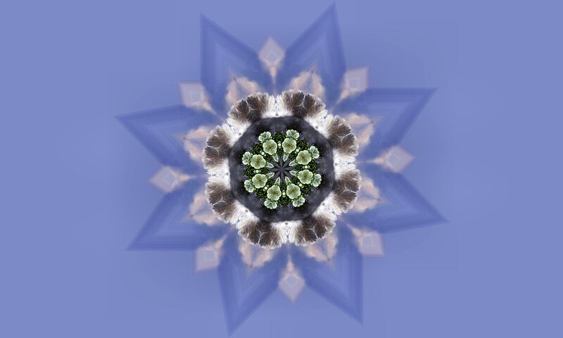 Kaleidoscopic Flower Pattern — Blue