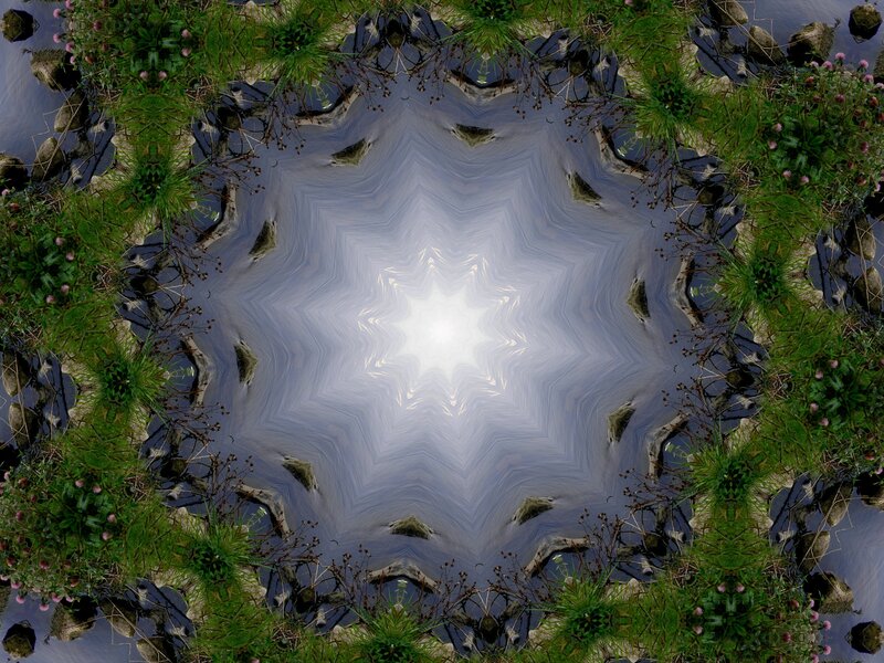 Kaleidoscopic Pond Reflection