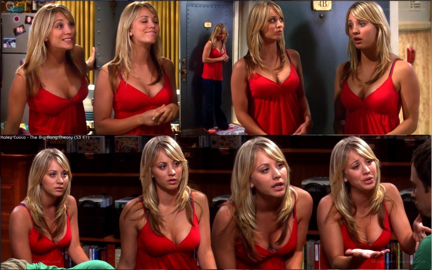 Kaley Cuoco in red dress
