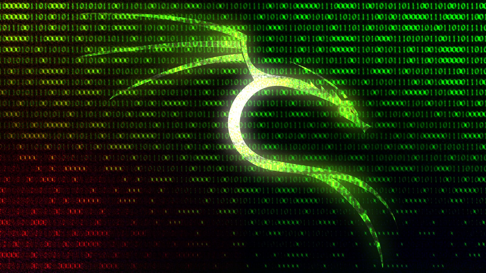 Kali Linux logo on binary code