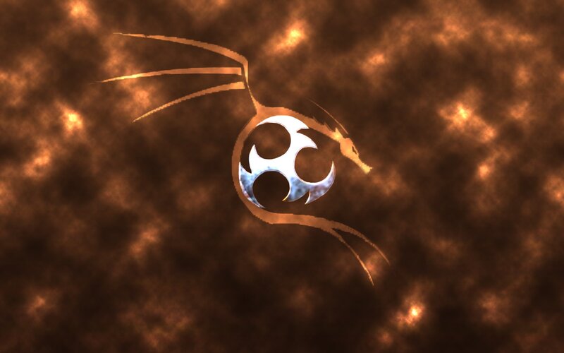 Kali Linux logo on fiery background