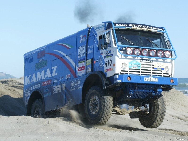 KAMAZ rally truck on beach