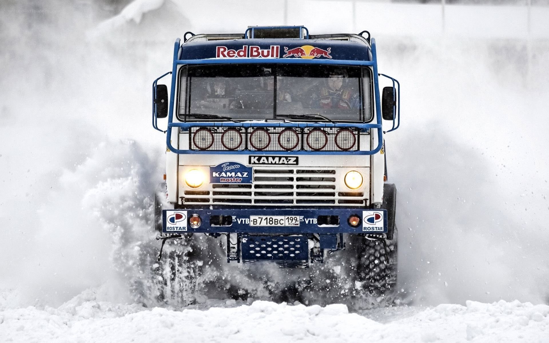 KAMAZ truck in snow racing