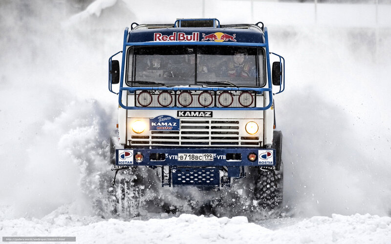 Kamaz truck in snow rally