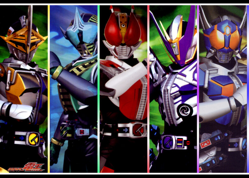 Kamen Rider heroes in a lineup