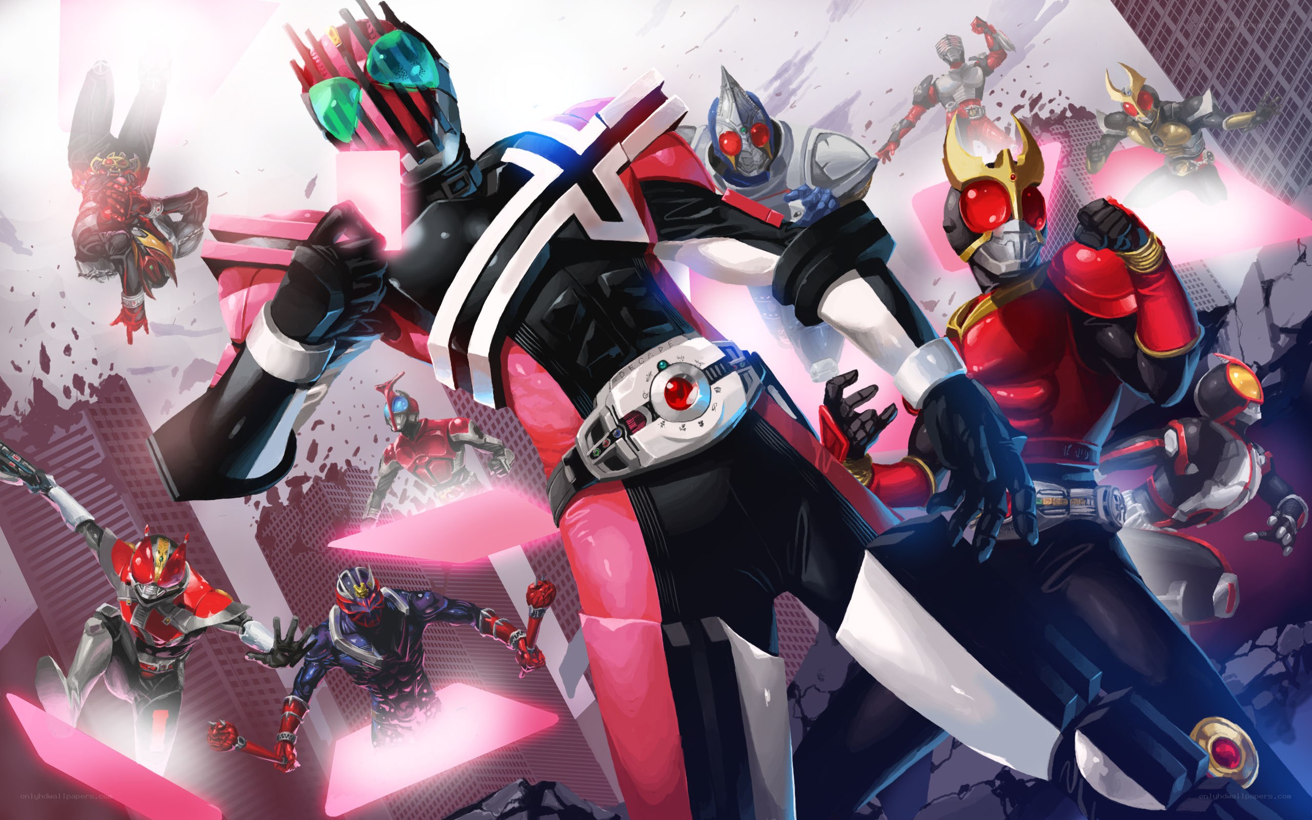 Kamen Rider heroes in action