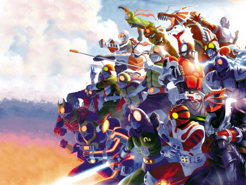 Kamen Rider heroes in battle