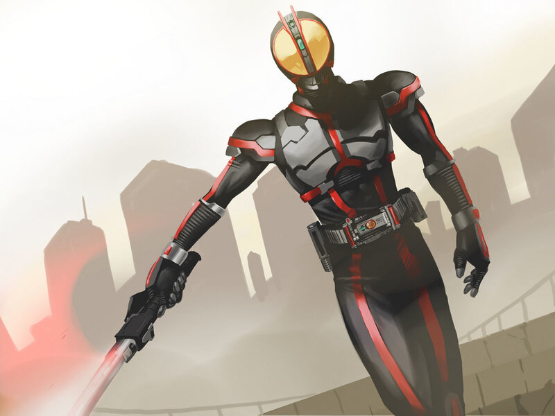 Kamen Rider in cityscape