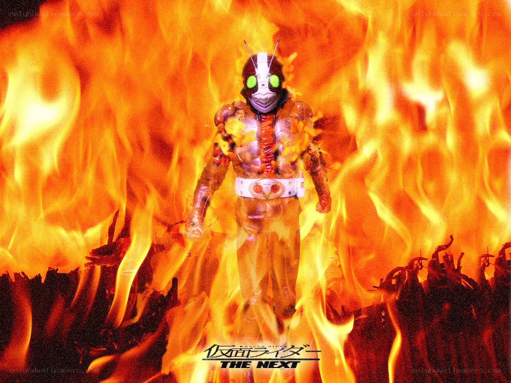 Kamen Rider in flames
