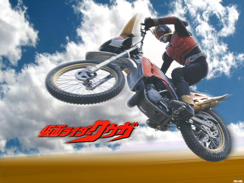 Kamen Rider Kuuga on a motorcycle