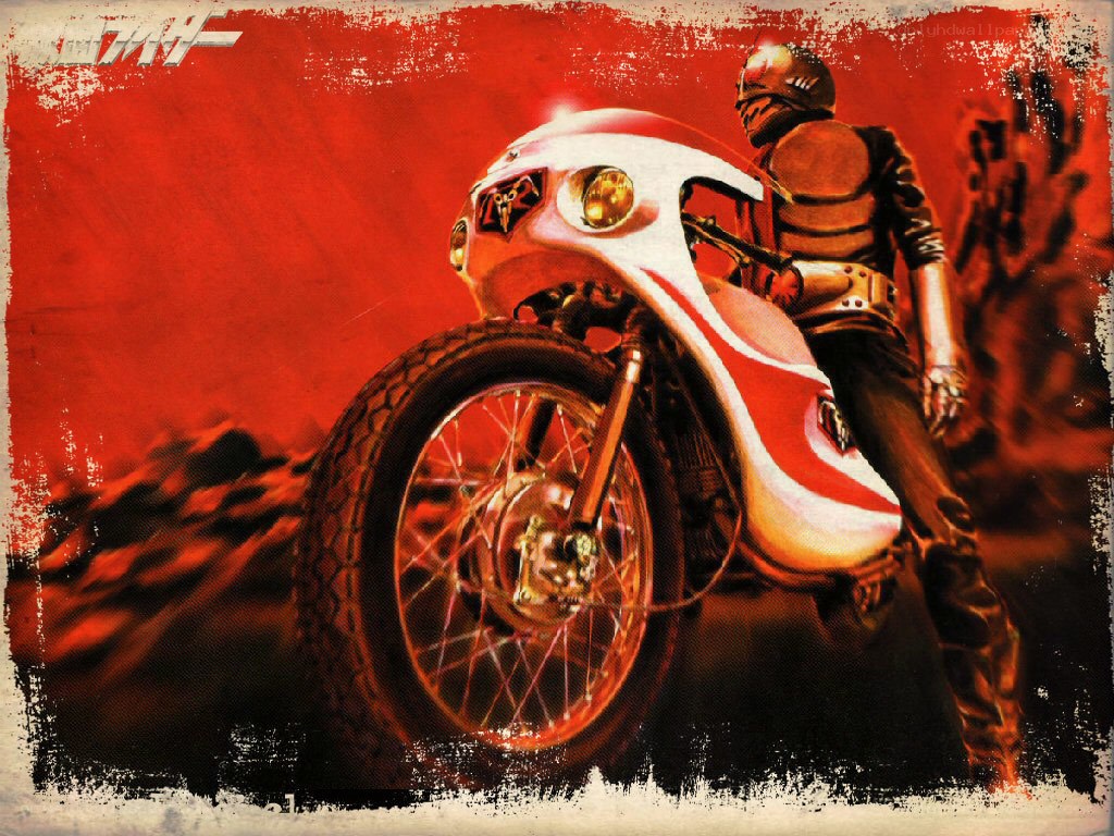 Kamen Rider on a motorcycle