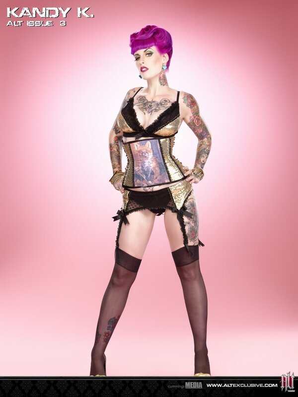 Kandy K in corset and stockings