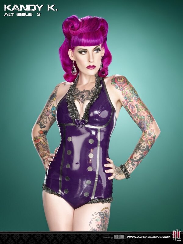Kandy K in purple latex