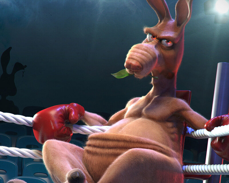 Kangaroo Boxer in Ring — Brown, Dramatic