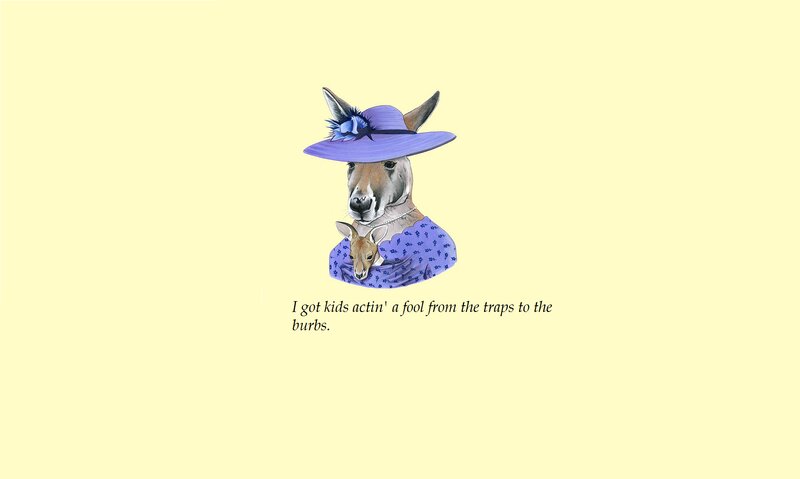 Kangaroo with Joey — Yellow
