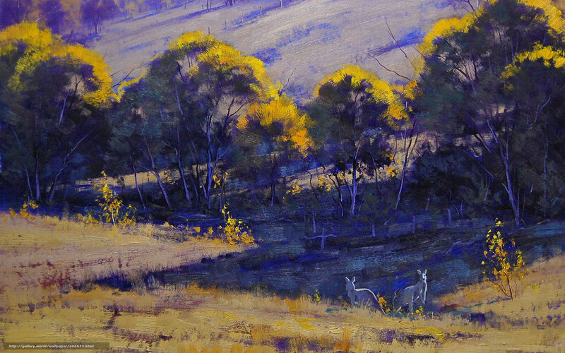 Kangaroos in a Golden Landscape