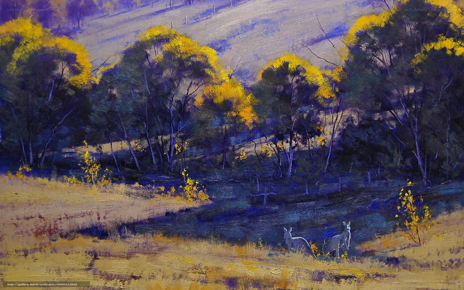 Kangaroos in a Golden Landscape