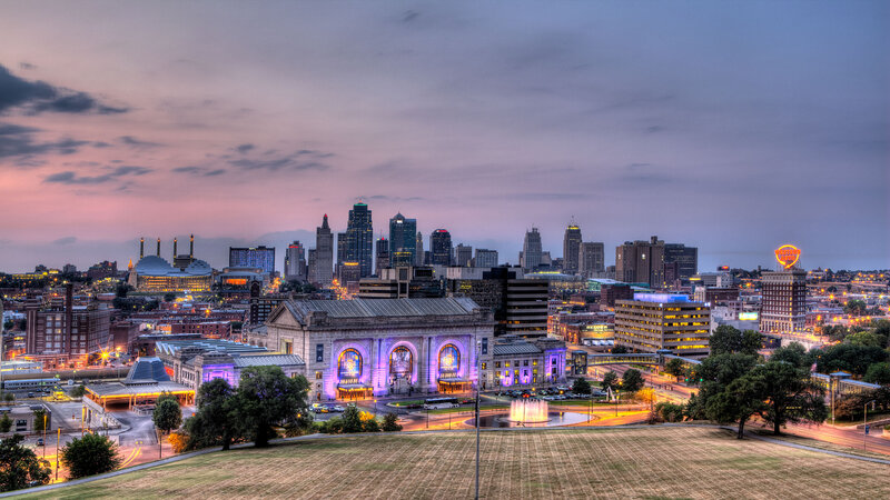 Kansas City Skyline — Purple, Dramatic