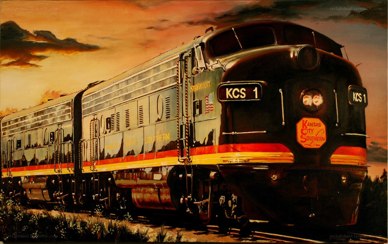Kansas City Southern train at sunset