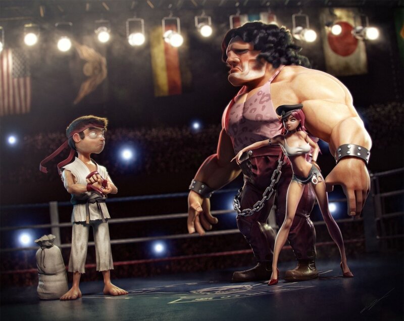 Karate Fighter in Ring