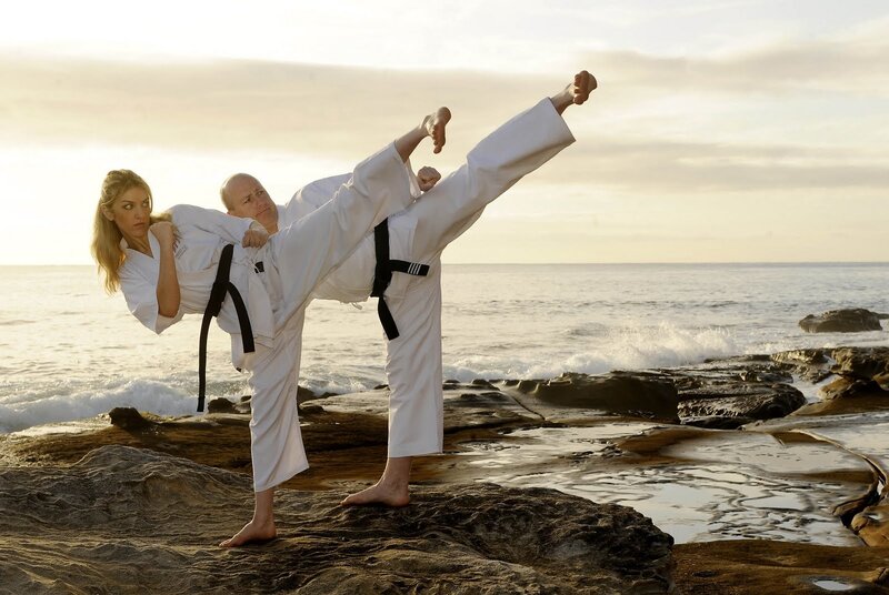 Karate practice on the beach