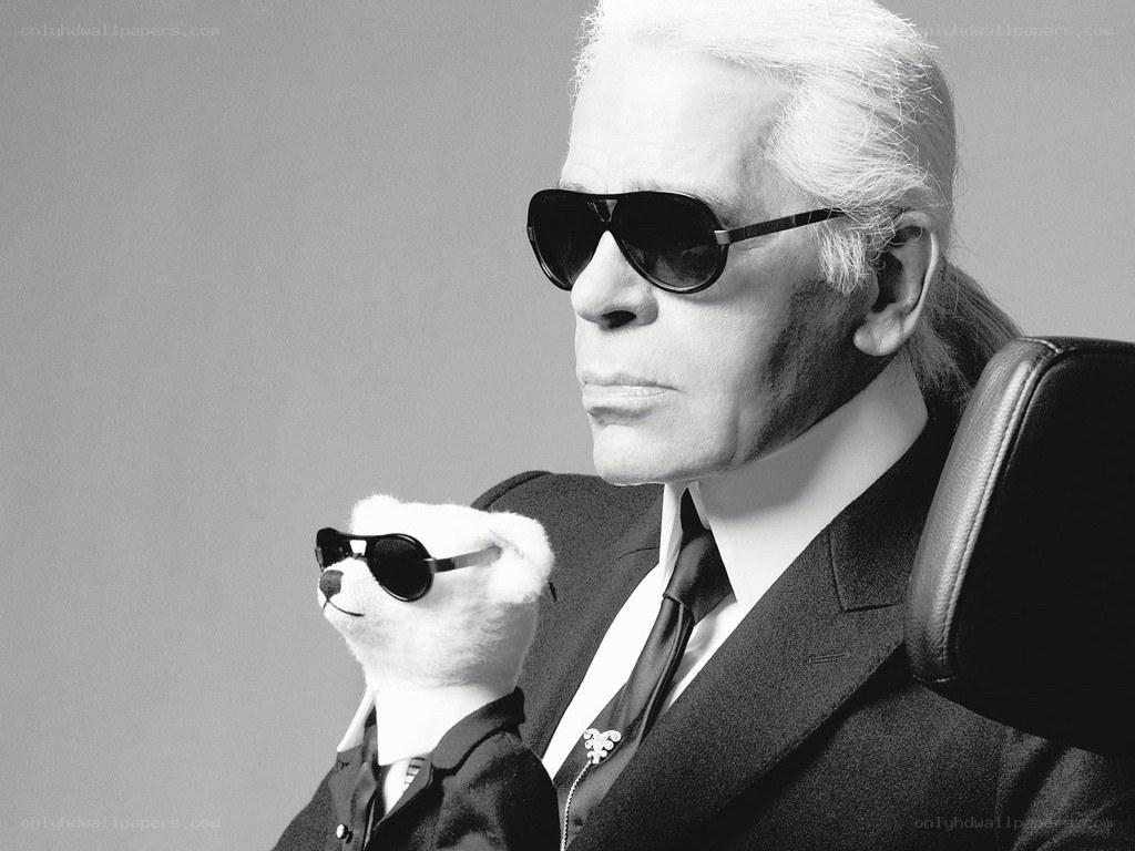 Karl Lagerfeld with teddy bear