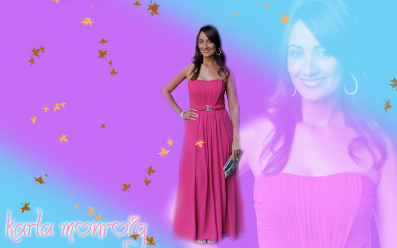 Karla Monroe in a pink dress