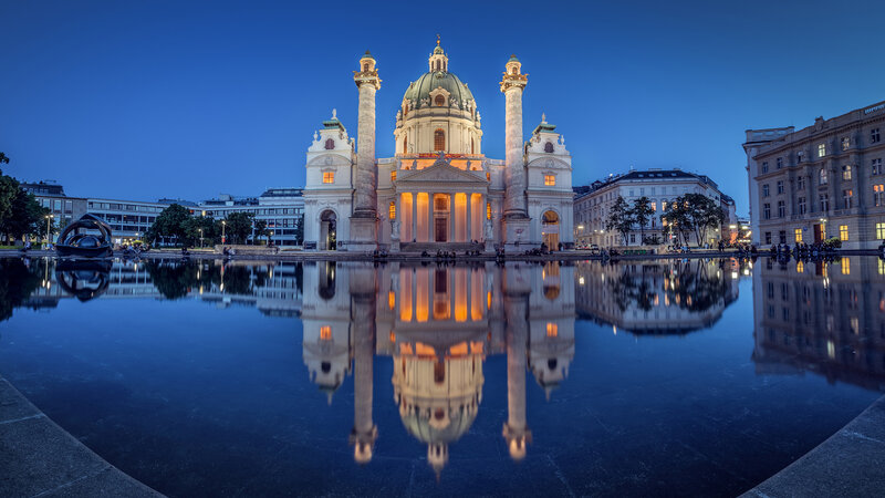 Karlskirche in Vienna — Blue, Serene, Night