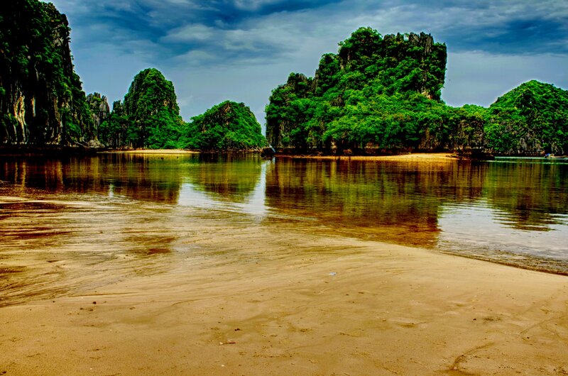 Karst Islands in Bay — Green, Dramatic