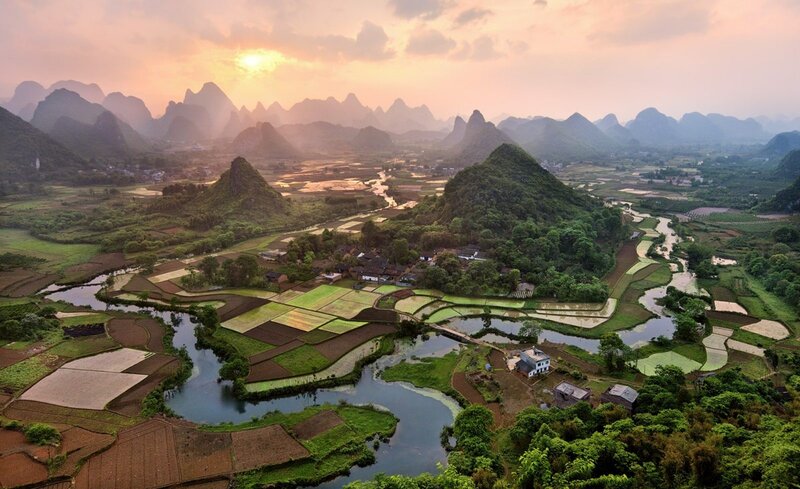Karst Landscape at Sunset