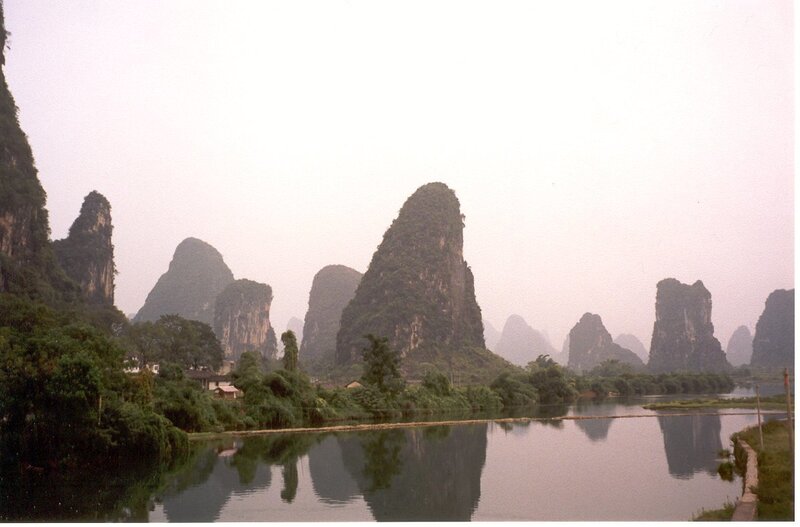 Karst landscape by a river
